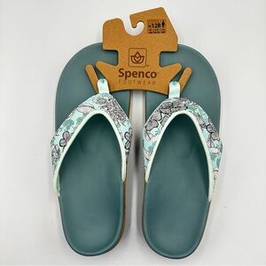 NEW Spenco Yumi Tropical Min Blue Womens Size 12B Flip Flop Thong Arch Support
